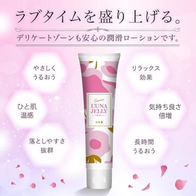 ルナ潤滑ゼリーの特徴。やさしくうるおう・落としやすさ・長時間うるおう