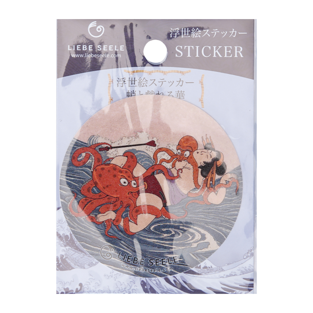 浮世絵ステッカー 蛸と戯れる華