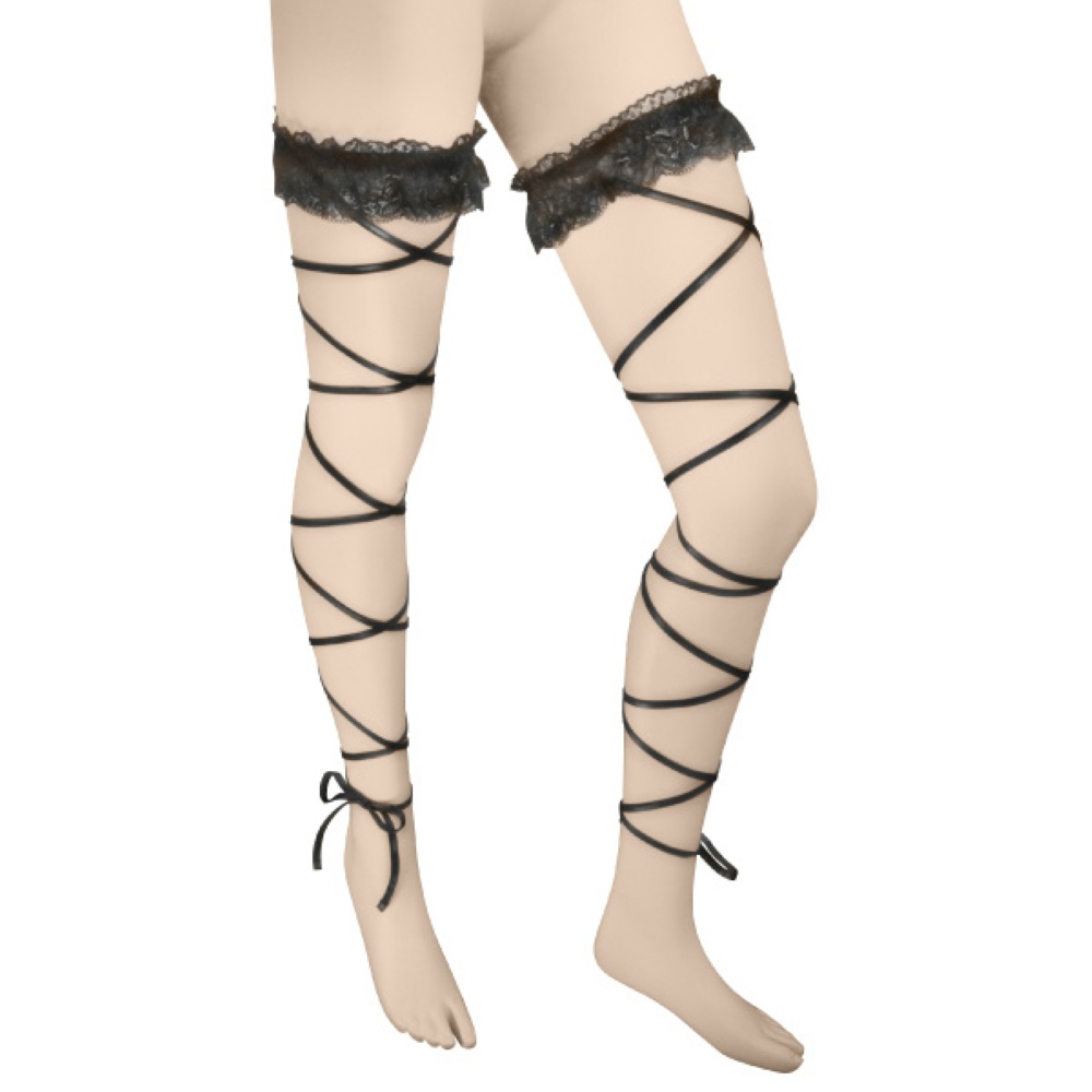 レースガーター付レッグラップ ブラック