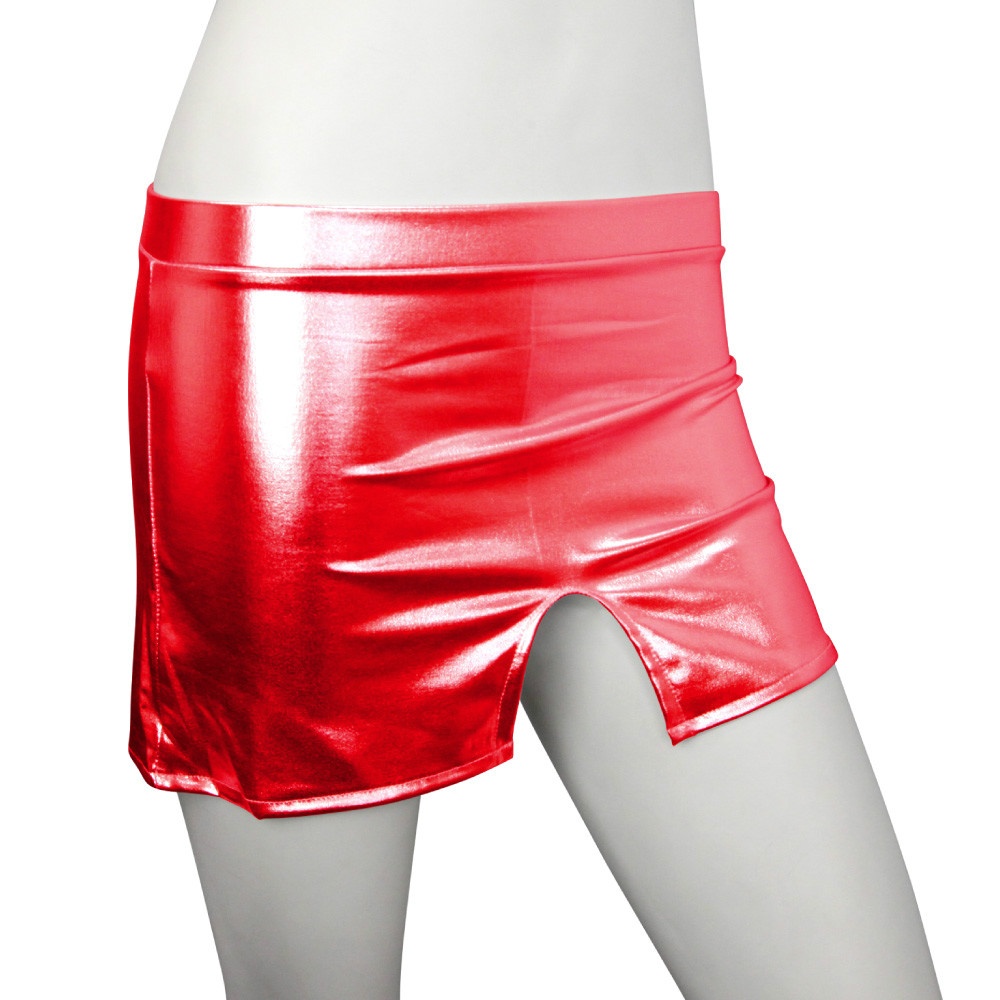 メタリックミニスカート レッド