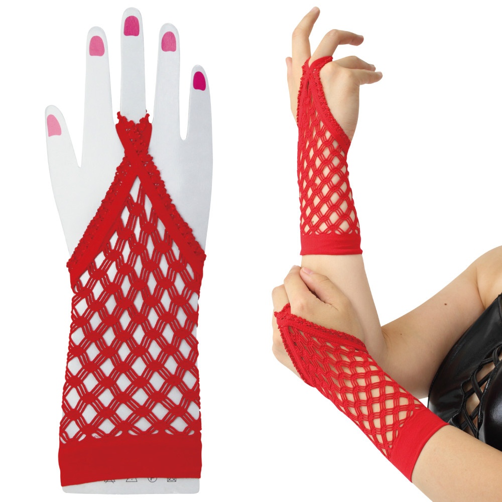 メッシュフィンガーレスグローブ レッド