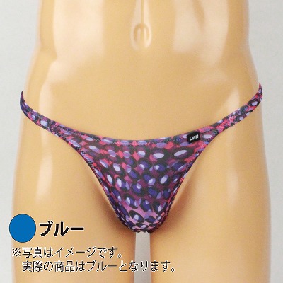 メンズ　バブル柄2wayノーシームTバック　ブルー　Lサイズ