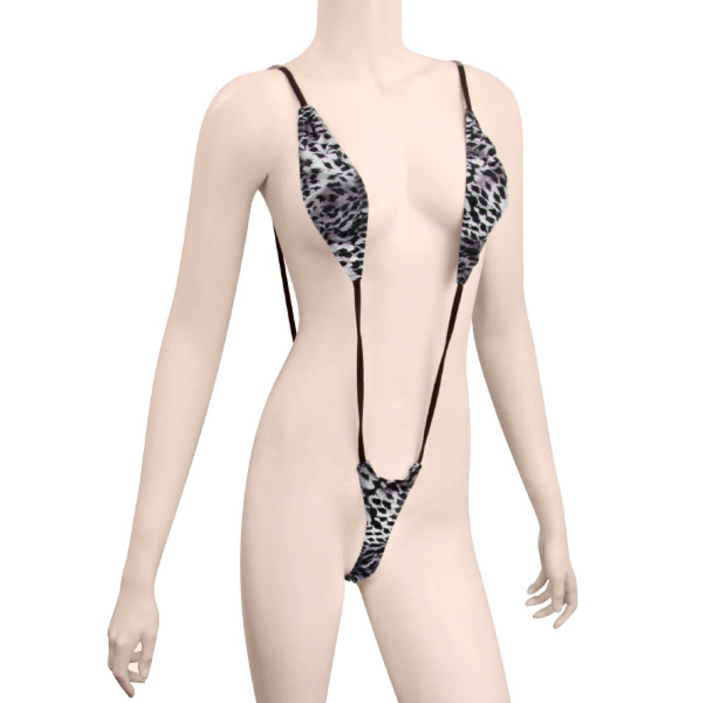 ヒョウ柄ストレッチ生地クロスプレイスーツ グレー