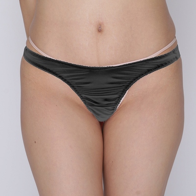 光沢ストレッチシンプルTバック　3L　ブラック