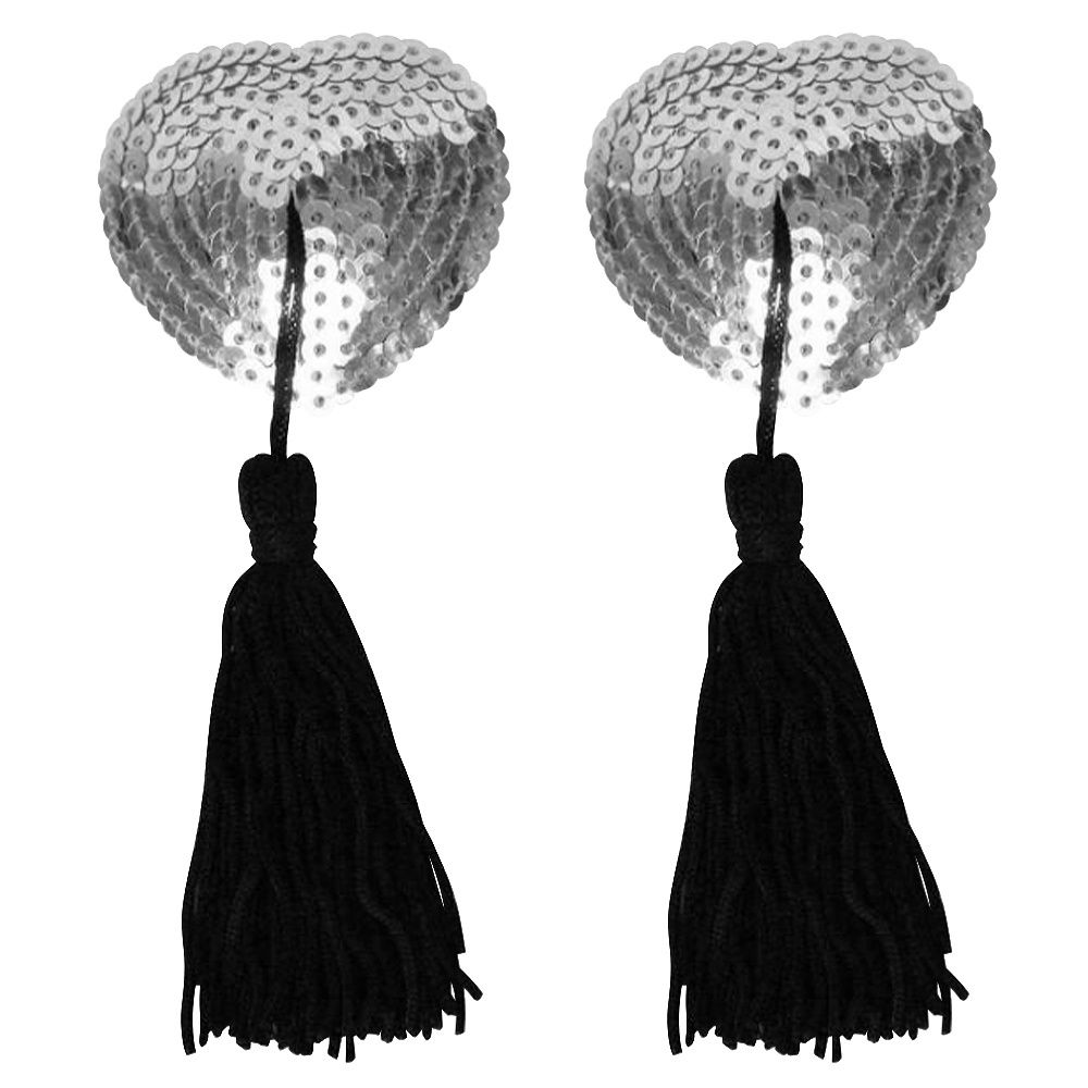 ニップルタッセルスパンコールハート 銀