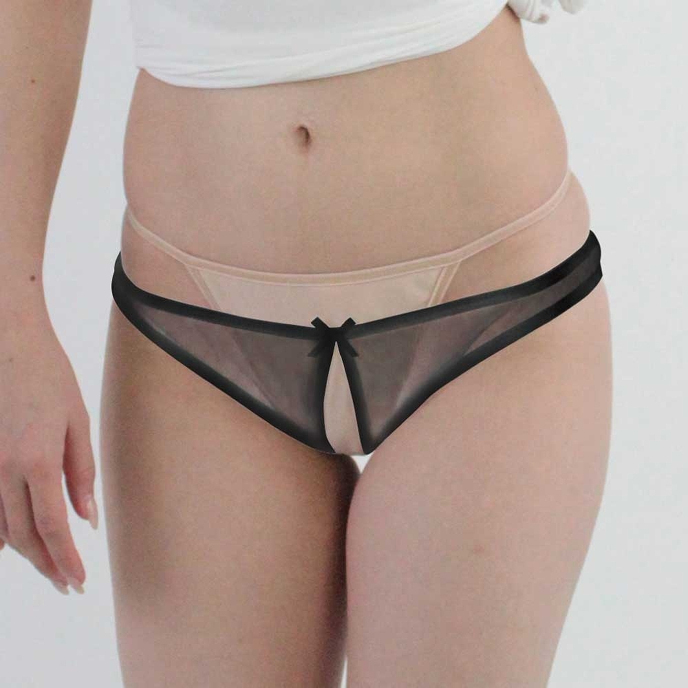 シースルーセクシー股ワレフルバック ブラック