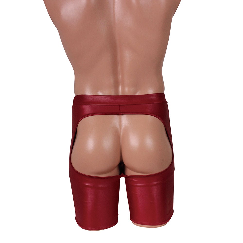 うしろ姿で誘惑男のロングボクサーパンツ　レッド