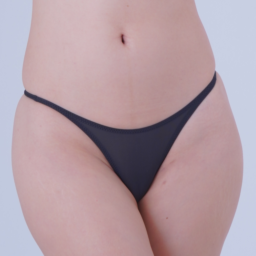 両サイド脇重ねTフロントスーパーハイレグTバックショーツ ブラック