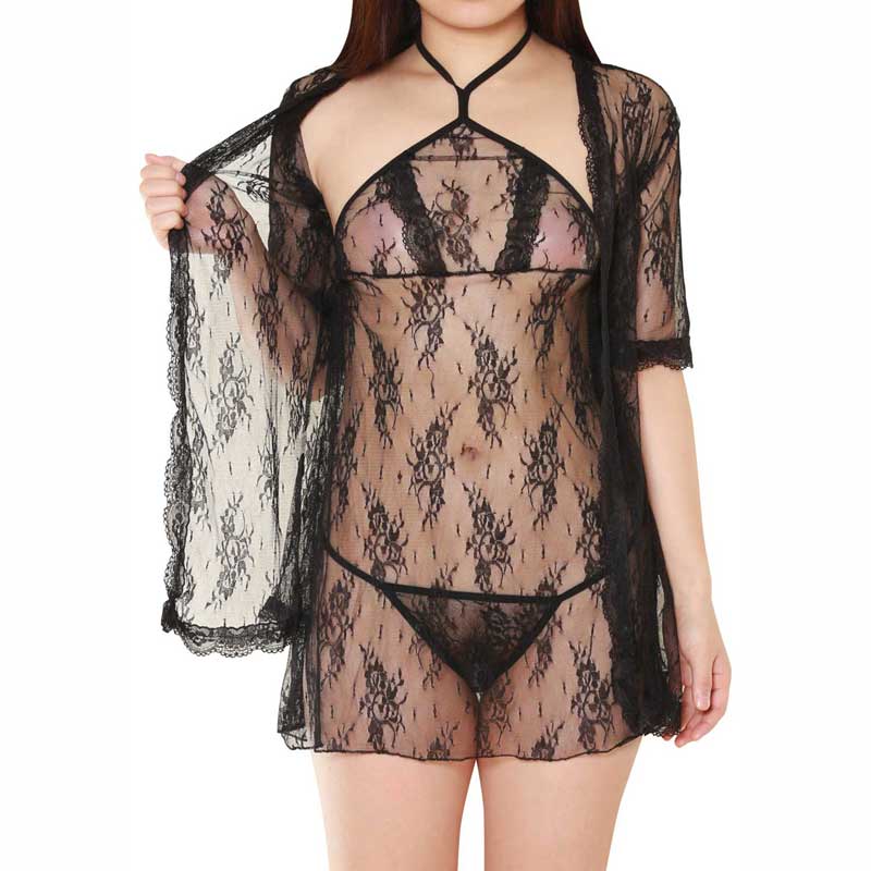 chu-U-chu Lingerie Collection セクシーナイトローブ（N-002）ブラック