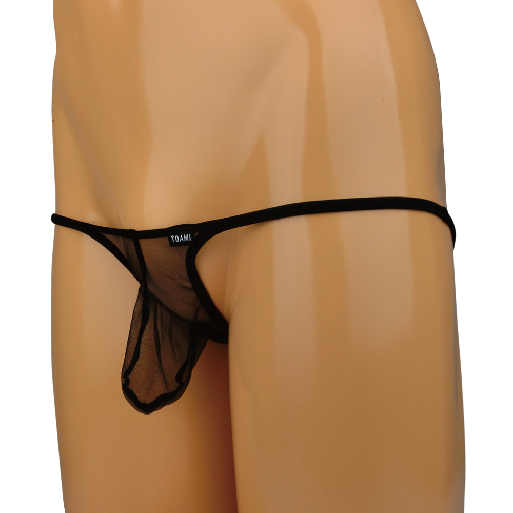 メンズ　脇重ね超モッコリ型ローライズTバックショーツ　LLサイズ ブラック
