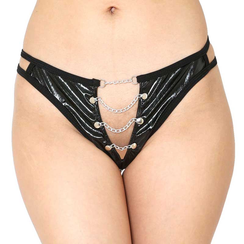 chu-U-chu Shorts Collection フェイクレザーショーツ(LS001) フロントチェーン ブラック