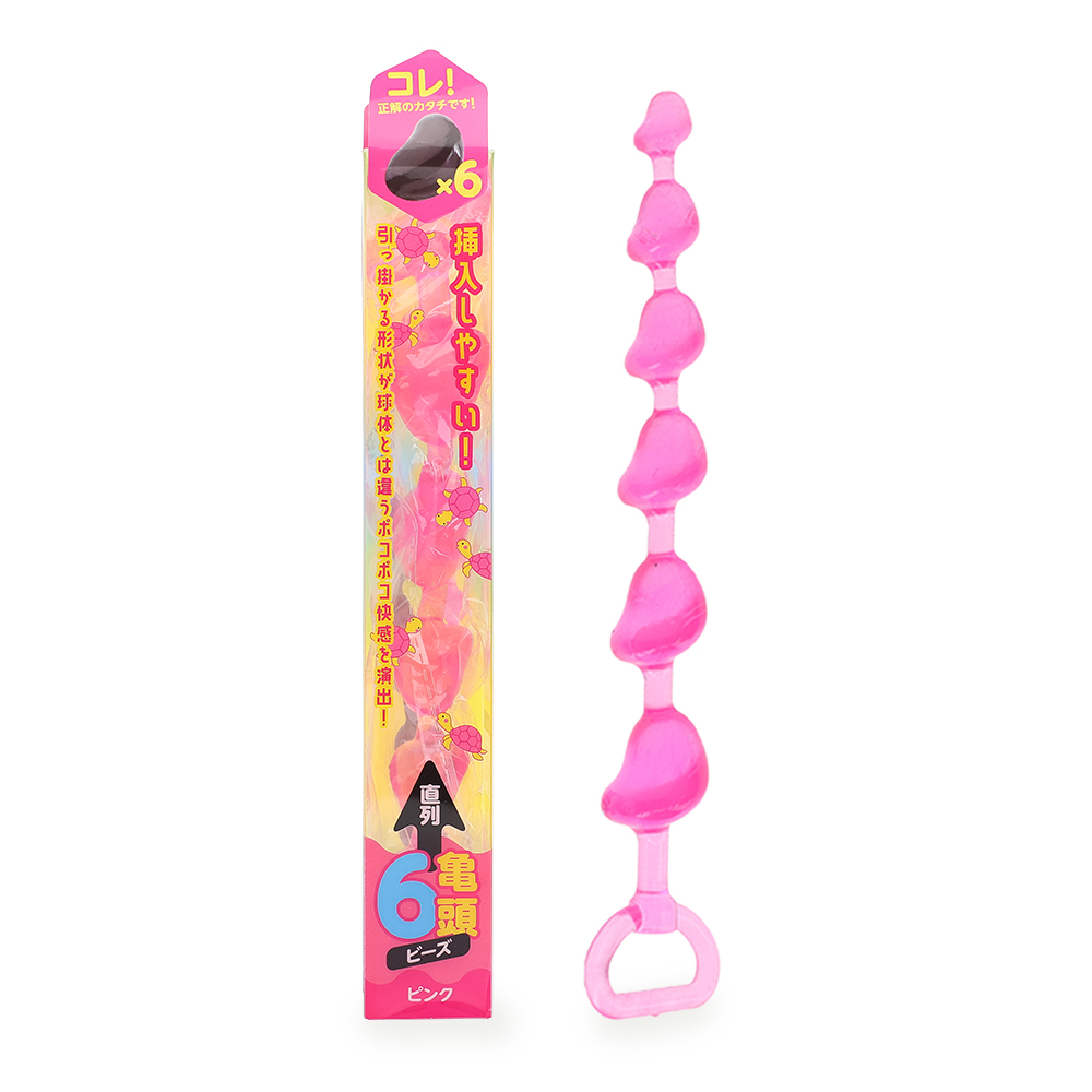 直列６亀頭ビーズ　ピンク